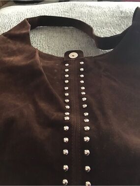 Suede Fringe Hobo Bag in Dark Brown